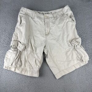 Old Navy Cargo Shorts w/ Button Pockets Mens Size 33 Beige Khaki 10" inseam‎ Y2k